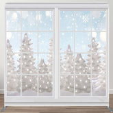 Aperturee - Aperturee Christmas Winter Window Snow Square Tension Backdrop